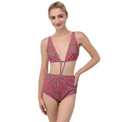 Pattern Saying Wavy Tied Up Two Piece Swimsuit by Sudhe