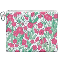 Flora Floral Flower Flowers Pattern Canvas Cosmetic Bag (xxxl)