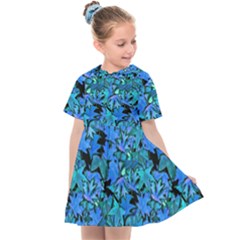 Fall Leaves Blue Kids  Sailor Dress by bloomingvinedesign