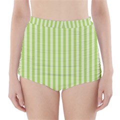 Lime Stripes High-waisted Bikini Bottoms by retrotoomoderndesigns