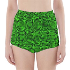 Green Mosaic High-waisted Bikini Bottoms by retrotoomoderndesigns