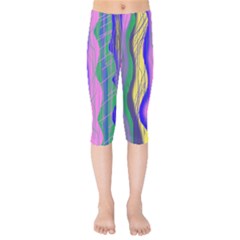 Wavy Scribble Abstract Kids  Capri Leggings 