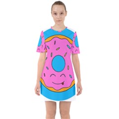 Donut Doughnut Dessert Clip Art Sixties Short Sleeve Mini Dress by Simbadda