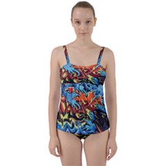 Graffiti Colourful Street Art Art Twist Front Tankini Set by Simbadda