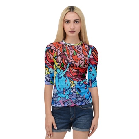 Graffiti Wall Mural Painting Arts Quarter Sleeve Raglan Tee by Simbadda