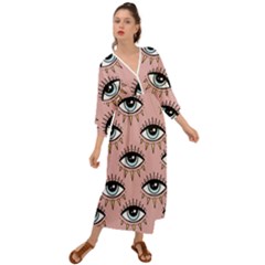 Eyes Pattern Grecian Style  Maxi Dress