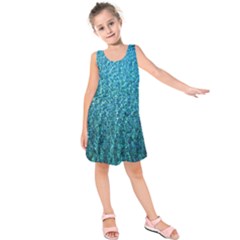 Turquoise Blue Ocean Kids  Sleeveless Dress by retrotoomoderndesigns