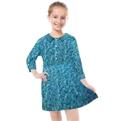 Turquoise Blue Ocean Kids  Quarter Sleeve Shirt Dress by retrotoomoderndesigns