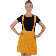 Sunshine Orange Velvet Suspender Skater Skirt by retrotoomoderndesigns