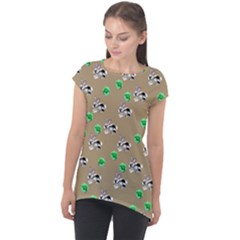 Bunnies Pattern Cap Sleeve High Low Top by bloomingvinedesign