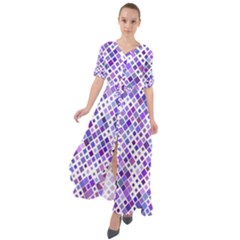 Purple Squared Waist Tie Boho Maxi Dress