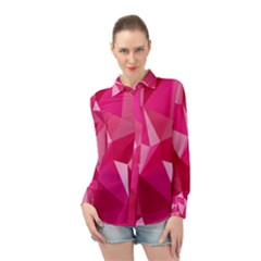 Abstract Pink Triangles Long Sleeve Chiffon Shirt