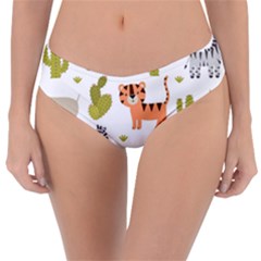 Cute Safari Animals Seamless Pattern Reversible Classic Bikini Bottoms by Vaneshart