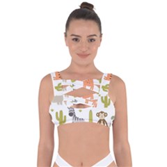 Cute Safari Animals Seamless Pattern Bandaged Up Bikini Top by Vaneshart