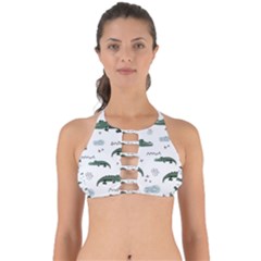 Vector Seamless Pattern With Cute Crocodiles Perfectly Cut Out Bikini Top by Vaneshart