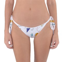 Memphis Pattern With Geometric Shapes Reversible Bikini Bottom