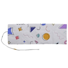 Memphis Pattern With Geometric Shapes Roll Up Canvas Pencil Holder (m) by Vaneshart