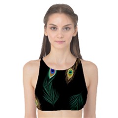 Seamless Pattern With Peacock Feather Tank Bikini Top