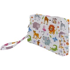 Children Seamless Wallpaper With Cute Funny Baby Savanna Animals Wristlet Pouch Bag (small)