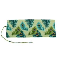 Peacock Feather Pattern Roll Up Canvas Pencil Holder (s)