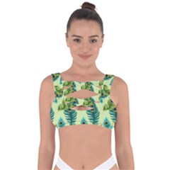 Peacock Feather Pattern Bandaged Up Bikini Top