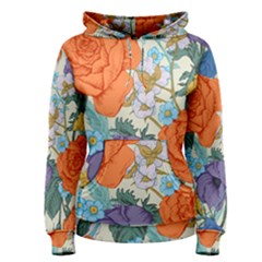 Vintage Floral Vector Seamless Pattern With Roses Women s Pullover Hoodie by Vaneshart