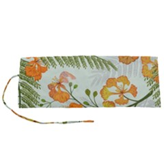 Peacock Flower Seamless Pattern Roll Up Canvas Pencil Holder (s)