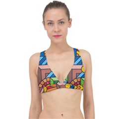 Colorful Geometric Mosaic Background Classic Banded Bikini Top