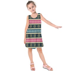 African Seamless Pattern Abstract Background Hand Drawn Kids  Sleeveless Dress by Vaneshart