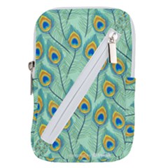 Lovely Peacock Feather Pattern With Flat Design Belt Pouch Bag (small) by Vaneshart