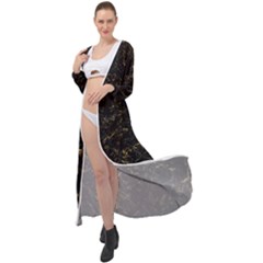 Black Marbled Surface Maxi Chiffon Beach Wrap