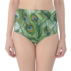 Peacock Feathers Pattern Classic High-waist Bikini Bottoms by Vaneshart