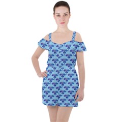 Blue Dragonfly  Ruffle Cut Out Chiffon Playsuit by VeataAtticus