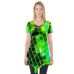 Green Disco Ball Short Sleeve Tunic  by essentialimage