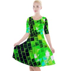 Green Disco Ball Quarter Sleeve A-line Dress by essentialimage