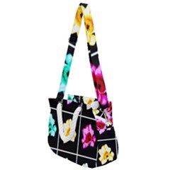 Tulip Collage Rope Handles Shoulder Strap Bag by okhismakingart