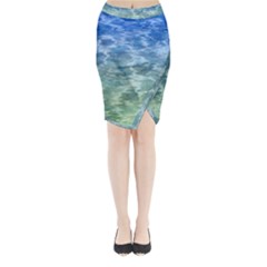 Water Blue Transparent Crystal Midi Wrap Pencil Skirt by HermanTelo