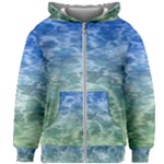 Water Blue Transparent Crystal Kids  Zipper Hoodie Without Drawstring