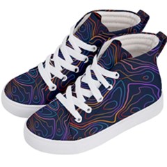 Topographic Colorful Contour Illustration Background Kids  Hi-top Skate Sneakers by Vaneshart