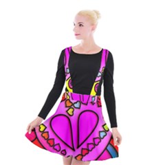 Stained Glass Love Heart Suspender Skater Skirt by Vaneshart