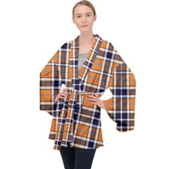 Tartans Yellow 34 Long Sleeve Velvet Kimono  by impacteesstreetwearfour