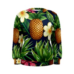 Tropical Pattern Pineapple Flowers Floral Fon Tropik Ananas Women s Sweatshirt by Vaneshart