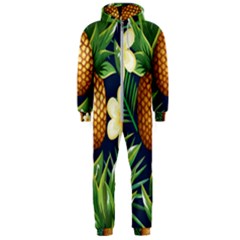 Tropical Pattern Pineapple Flowers Floral Fon Tropik Ananas Hooded Jumpsuit (men)  by Vaneshart