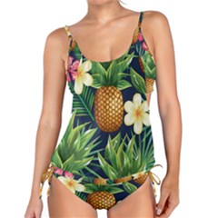 Tropical Pattern Pineapple Flowers Floral Fon Tropik Ananas Tankini Set by Vaneshart