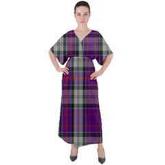 Culloden Dress Tartan V-neck Boho Style Maxi Dress by impacteesstreetwearfour