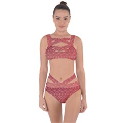 Red Gold Art Decor Bandaged Up Bikini Set 