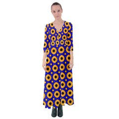 Pattern Circle Seamless Texture Button Up Maxi Dress