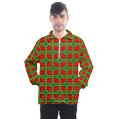 Pattern Modern Texture Seamless Red Yellow Green Men s Half Zip Pullover by Simbadda