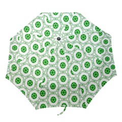 White Background Green Shapes Folding Umbrellas