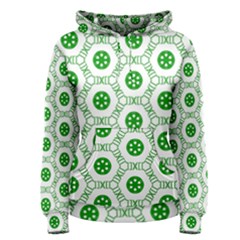 White Background Green Shapes Women s Pullover Hoodie by Simbadda